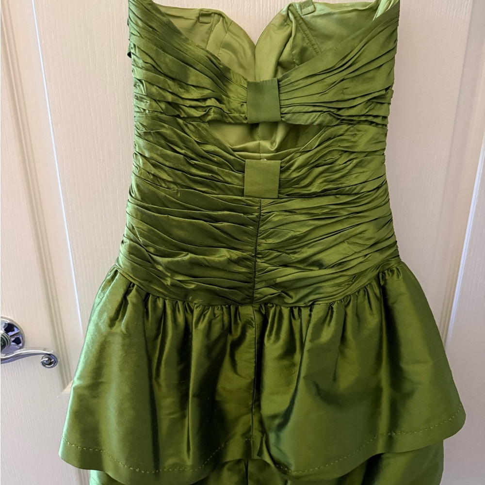 Phoebe Couture Green Strapless Cocktail Dress